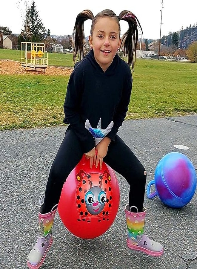 KERFORA KERFORAJumping Hop Ball for Kids with Air Pump, Bouncy Ball with Handles for Boys and Girls, Fun Toy for Active Play (Multicolor)(75 CM) - Image 4